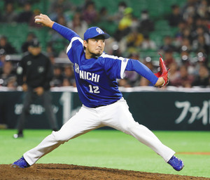 田島、タカ上位打線14球斬り 田島、タカ上位打線14球斬り