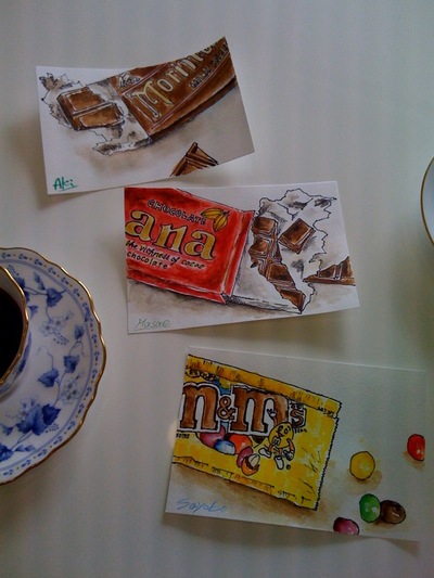 チョコ水彩画