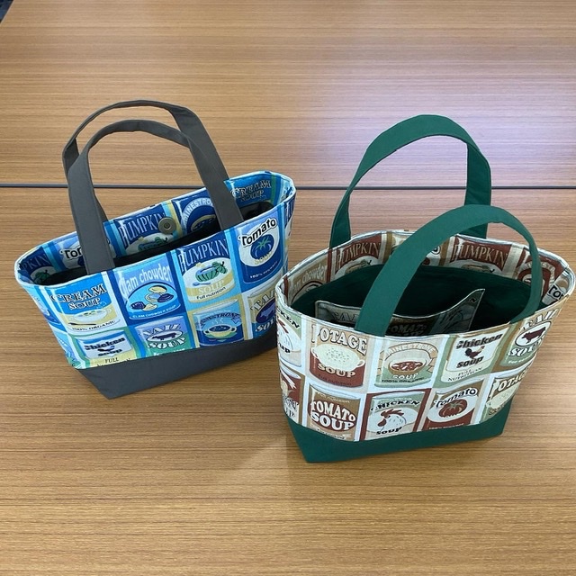 缶詰め柄のトートバッグ・・♪》 缶詰め柄のトートバッグ・・♪》