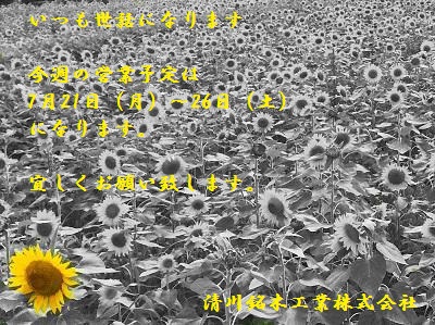 今週の営業予定のご案内