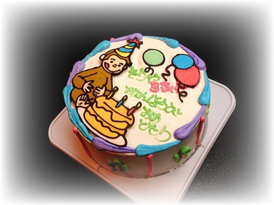 豊橋でカラフルなキャラクターケーキとパンケーキが楽しめるお店 ブランティーグル デザインケーキ おさるのジョージ