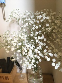 今週の花瓶  かすみ草を飾りました
