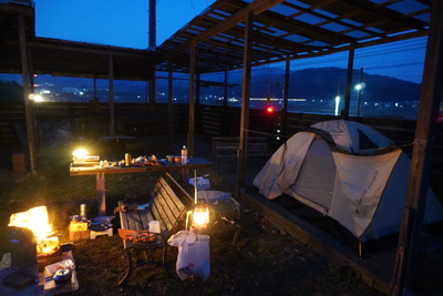 滋賀県：天の川キャンプ場　ソロキャンプの宴の風景・朝の風景【2022年3月12日～13日】