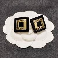最新作 CHANEL ピアス ブラックゴールド スクエア ロゴ シャネル